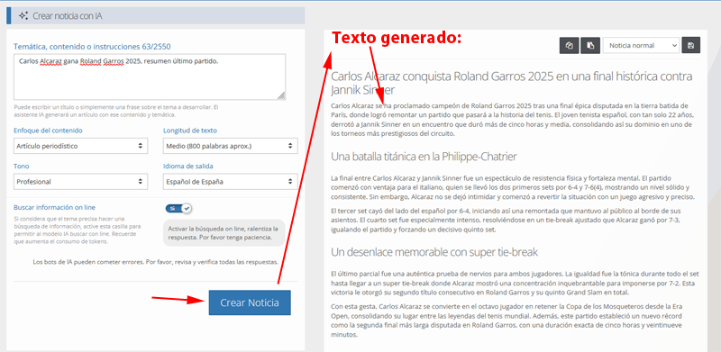 Noticia generada con inteligencia artificial por iaRedactor