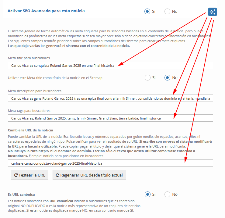 Meta etiquetas generadas con inteligencia artificial