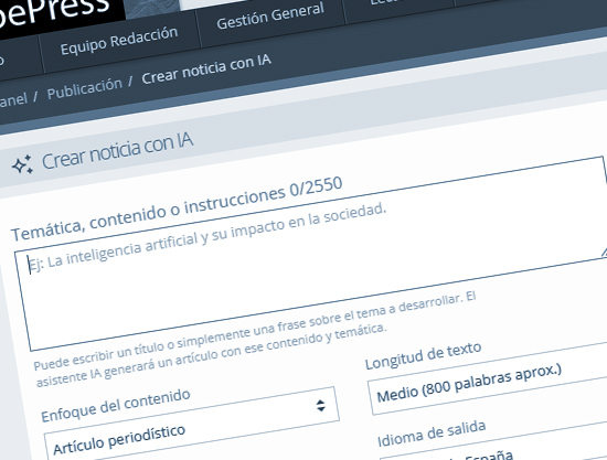 Inteligencia artificial para periodistas integrada con folioePress