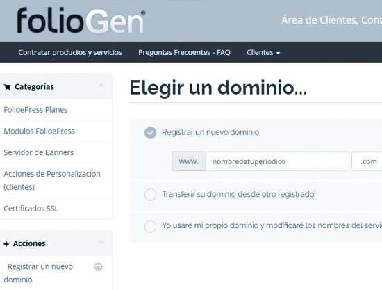 nombre de dominio para tu publicación digital